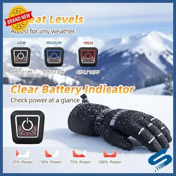 Heated Gloves Small Fast Heat Rechargeable Waterproof Touchscreen Skiing